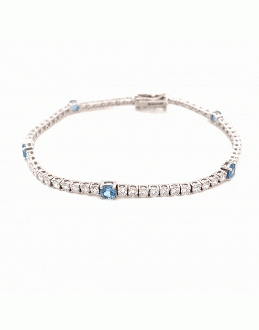 Aquamarine bracelet sterling silver with optional personalised initial –  Pink Vintage Jewellery