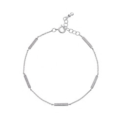 Ladies Diamond Bar & Chain Bracelet in 18ct White Gold