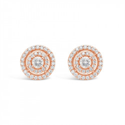 3 Row Diamond Pave Set Earrings In 18ct Rose Gold. Tdw 0.65ct