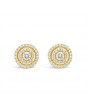 3 Row Diamond Pave Set Earrings In 18ct Yellow Gold. Tdw 0.65ct