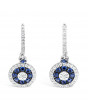 Diamond Pavee Hoops With Round Shape Sapphire + Diamond Drop Earrings, Set in 18ct White Gold.