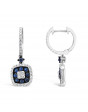 Diamond Pavee Hoops With Cushion Shape Sapphire + Diamond Drop Earrings, Set in 18ct White Gold. 