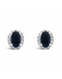 Oval Sapphire + Diamond Pavee Set Earrings, Set in 18ct White Gold. 