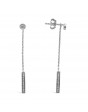  Rubover Diamond Earrings With Detachable Chain + Pavee Bar Drops, Set in 18ct White Gold. Tdw 0.17ct