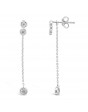  Double Rubover Stud Earrings With Detachable Rubover Diamond Chain Drops, Set in 18ct White Gold. Tdw 0.29ct