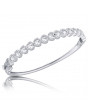 Fine Quality Heart Shape Design Pave Bangle with a Round Diamond in each Section in 9ct White Gold