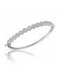 Fine Quality 3 Row Cluster Design Pave Bangle with a Round Diamond in each Section in 18ct White Gold