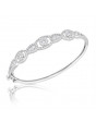 Fine Quality Pear and Oval Shape Design Pave Bangle with a Round Diamond in each Section in 9ct White Gold