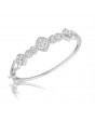 Fine Quality Diamond and Pear Shape Design Pave Bangle with a Round Diamond in each Section in 9ct White Gold