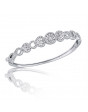 Fine Quality Heart and Round Shape Design Pave Bangle with a Round Diamond in each Section in 9ct White Gold