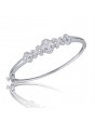 Fine Quality Flower Shape Design Pave Bangle with a Round Diamond in each Section in 9ct White Gold