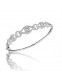 Fine Quality Deco Design Pave Bangle with a Round Diamond in each Section in 9ct White Gold