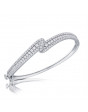 Fine Quality 3-Row S-Shape Design Pave Bangle with a Round Diamond in each Section in 9ct White Gold