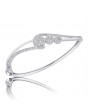 Fine Quality Abstract Design Pave Bangle with a Round Diamond in each Section in 18ct White Gold