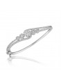 Fine Quality 5 Cluster Flower Design Pave Bangle with a Round Diamond in each Section in 18ct White Gold