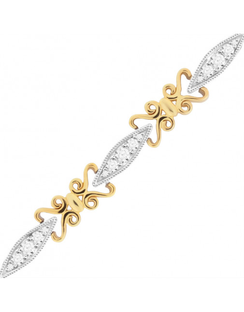Victorian Style Ladies Diamond Bracelet in 18ct Yellow and White Gold