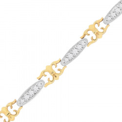 Fleur De Lis Style Ladies Diamond Bracelet in 9ct Yellow and White Gold