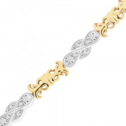 Trombone Style Ladies Diamond Bracelet in 9ct Yellow and White Gold