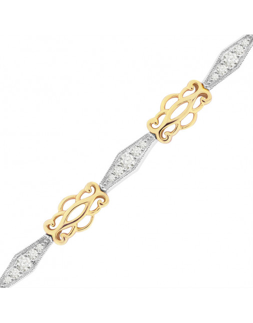 Kiss Style Ladies Diamond Bracelet in 9ct Yellow and White Gold