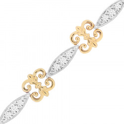 Scroll Style Ladies Diamond Bracelet in 9ct Yellow and White Gold