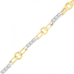 Chain Link Style Ladies Diamond Bracelet in 9ct Yellow and White Gold