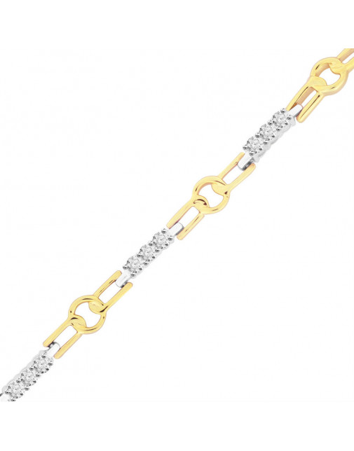 Chain Link Style Ladies Diamond Bracelet in 9ct Yellow and White Gold