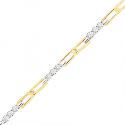 Figaro Link Style Ladies Diamond Bracelet in 9ct Yellow and White Gold
