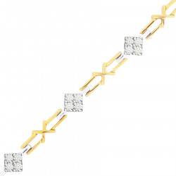 Kiss Link Style Ladies Diamond Bracelet in 9ct Yellow and White Gold