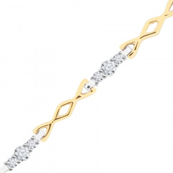 Diamond Link Style Ladies Diamond Bracelet in 9ct Yellow and White Gold