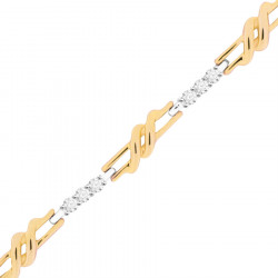 Fancy Chain Link Style Ladies Diamond Bracelet in 9ct Yellow and White Gold