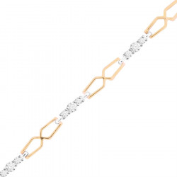 Crossover Link Style Ladies Diamond Bracelet in 9ct Yellow and White Gold