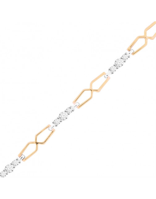 Crossover Link Style Ladies Diamond Bracelet in 9ct Yellow and White Gold